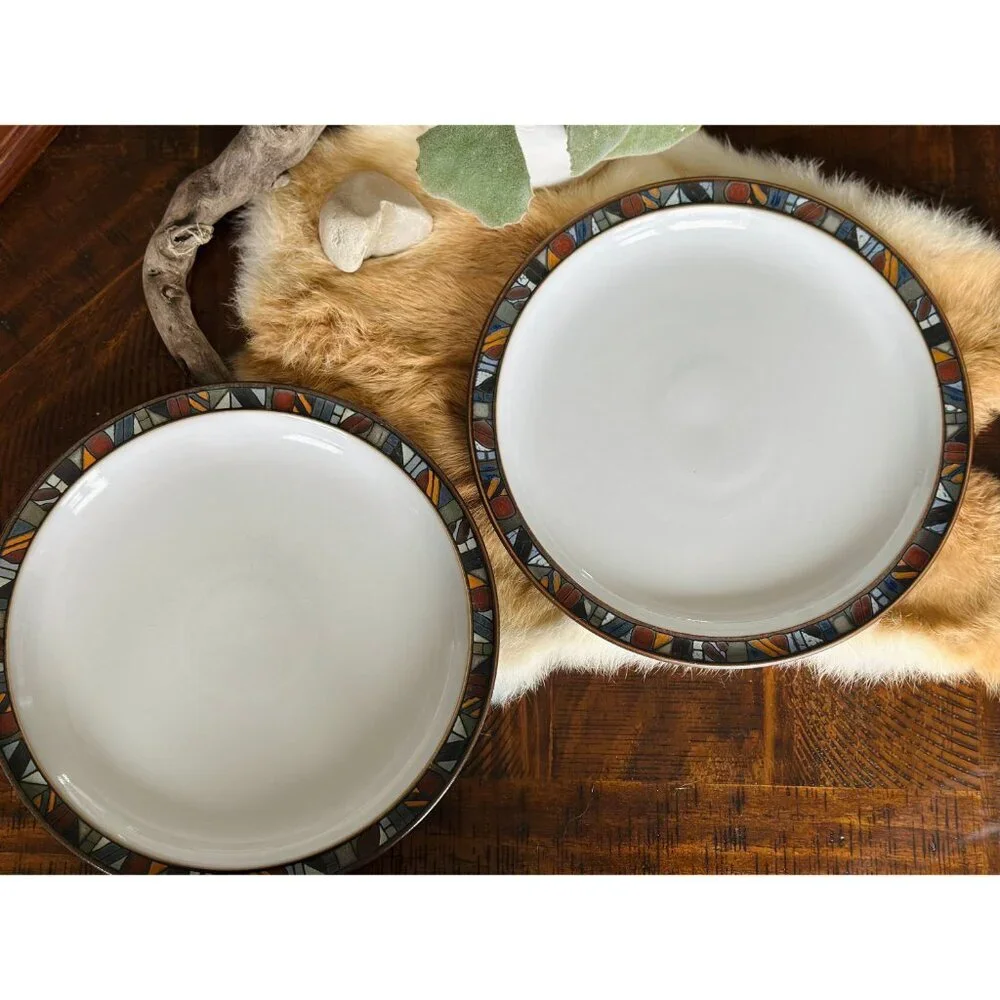 Two Denby Langley‎ Marrakesh dinner plate Stoneware multicolor dinnerware